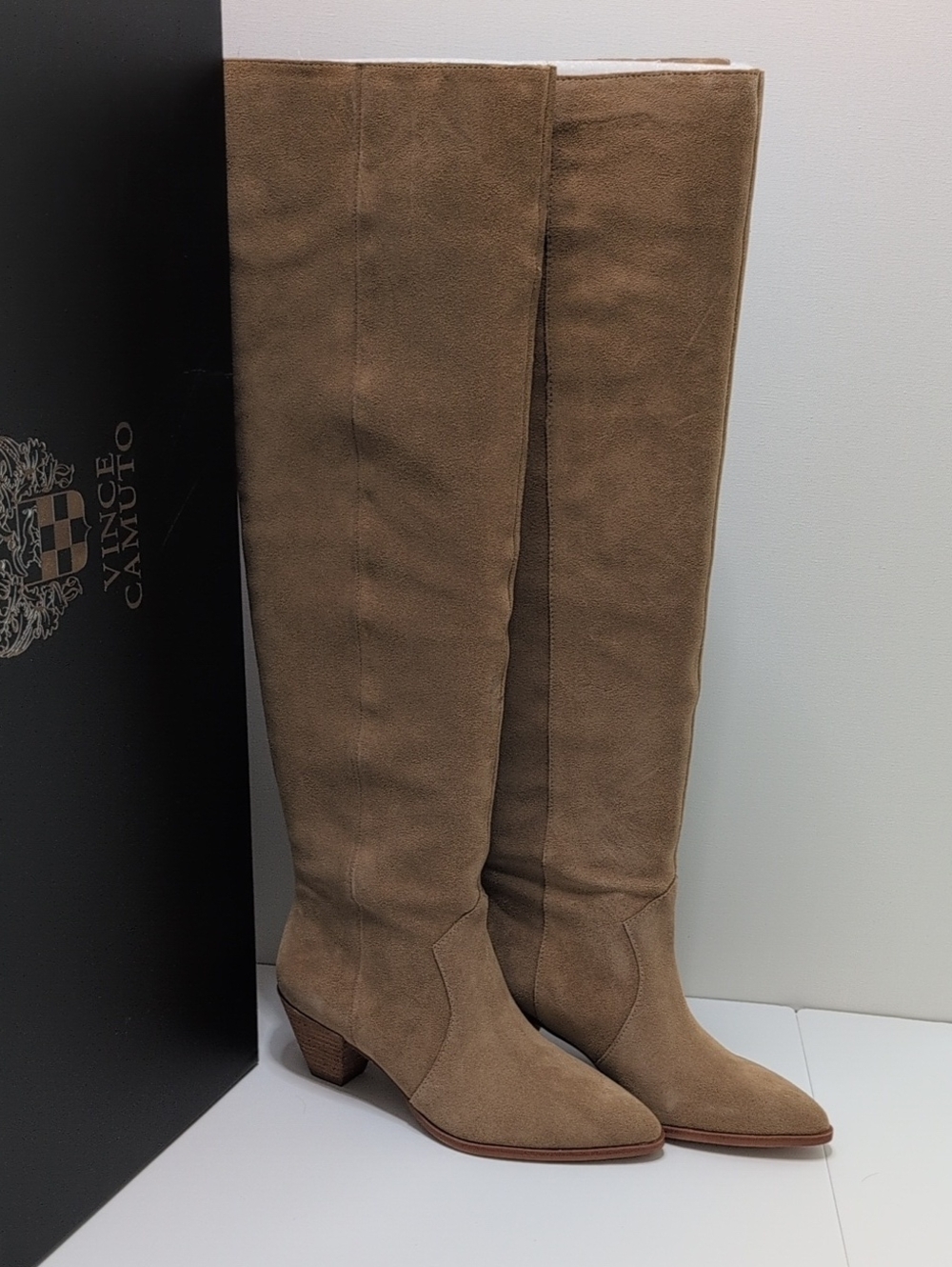 Vince Camuto VC-Sewinny Slouch Taupe Suede Over-The-Knee Boots Size 6M NIB